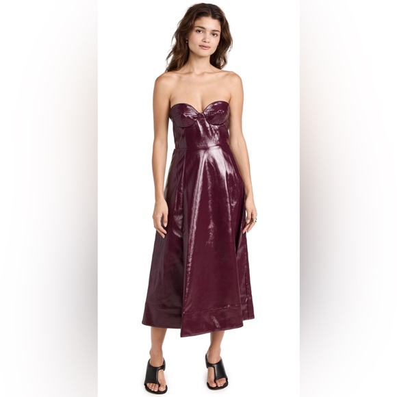 NWT Staud Abstract Dress - Plum Vegan Leather - Picture 2 of 2